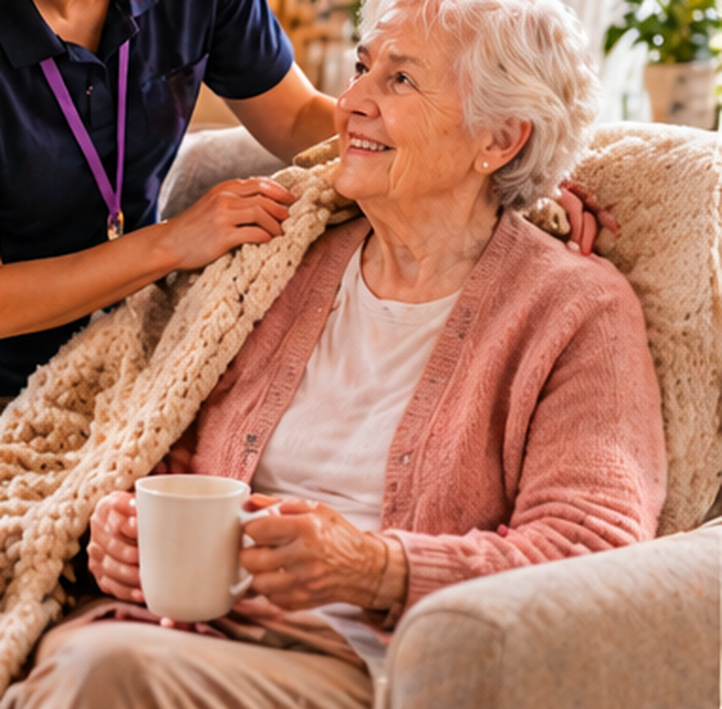 Friendly home care support scene
